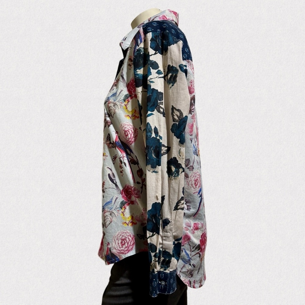 Sundance Floral Button Down Patchwork Boho Shirt,… - image 5